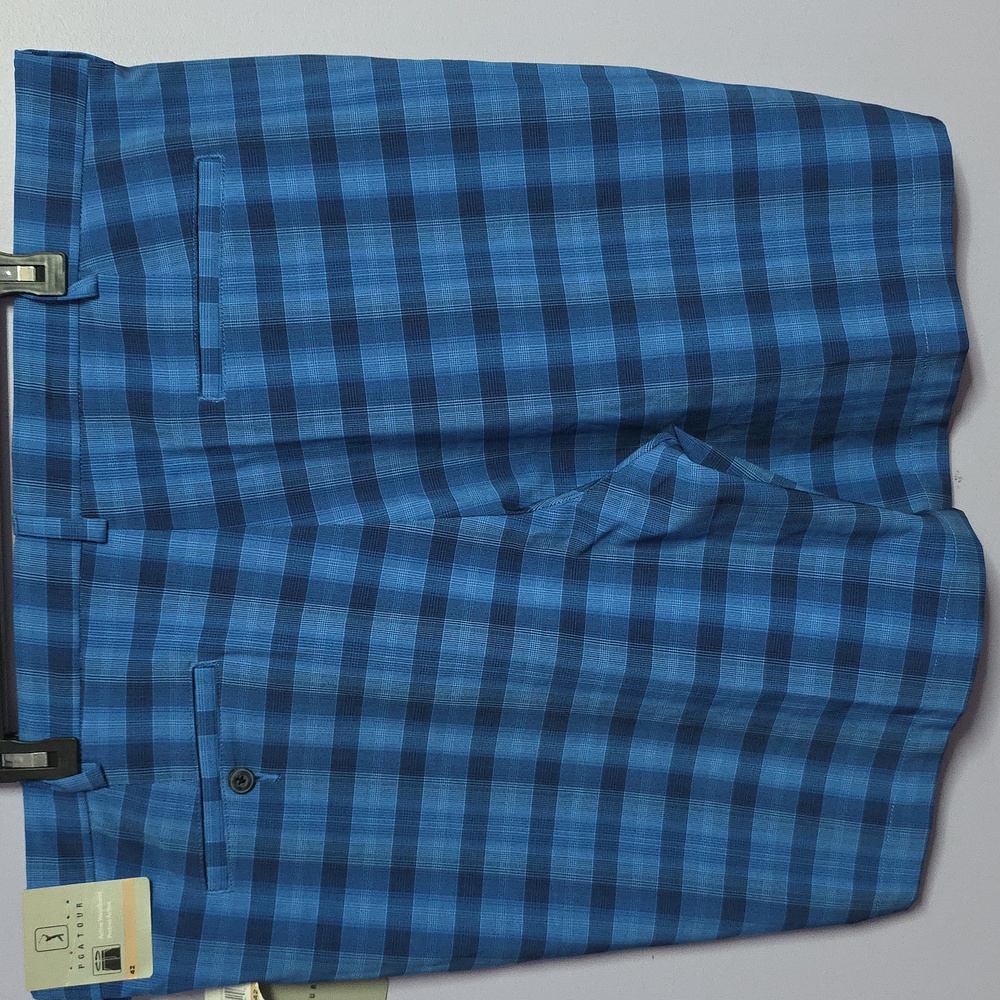 PGA Tour Blue Plaid Men's Golf Shorts - Picture 3 of 6